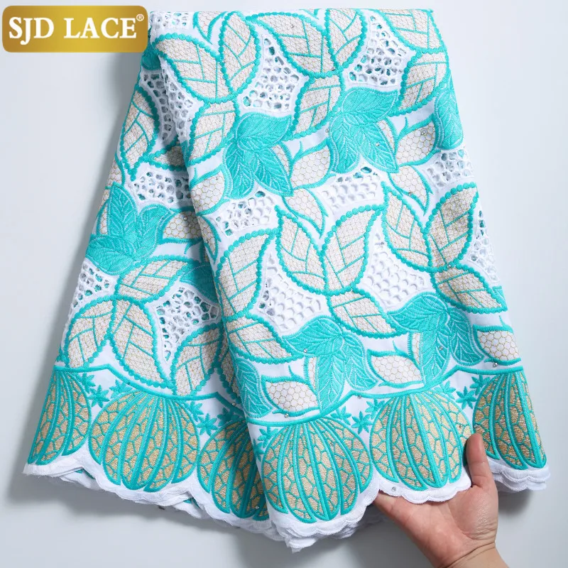 

SJD LACE African Lace Fabric Embroidery 100% Cotton High Quality Nigerian Swiss Voile Lace In Switzerland Dubai Style Sew A2280