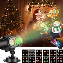 LED Projector Light Double-Tube Watermark Waterproof Projection Lamp with 12/16 Picture Remote Control for Lawn Home Xmas Decor