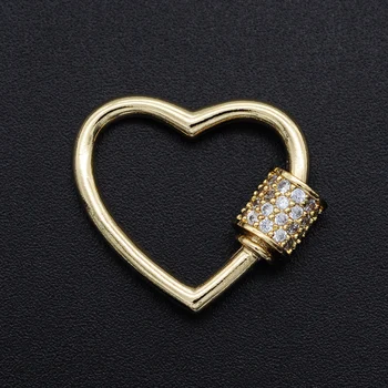 

3pcs/lot 18x21mm CZ Heart Spiral Clasp DIY Jewelry Bracelet Necklace Making Connector Trendy Popular Hanging Chain Hook Clasps