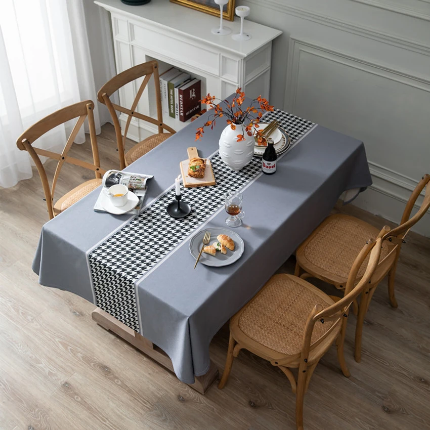 

Polyester Solid Color Geometric Table Cloth Rectangle Dustproof Desktop Table Cover Simple Modern Household Tableclothes Home