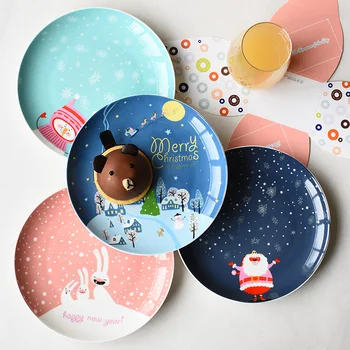 

Creative Christmas Bone China Dinner Dish Plate Breakfast Kitchen Plates Cake Plate Snack Food Decorative Tableware Gift