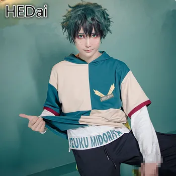 

My Hero Academia Izuku Midoriya deku Cosplay Costume Daily Suits Anime Cosplay Little Hero Sweatshirt+T-shirt
