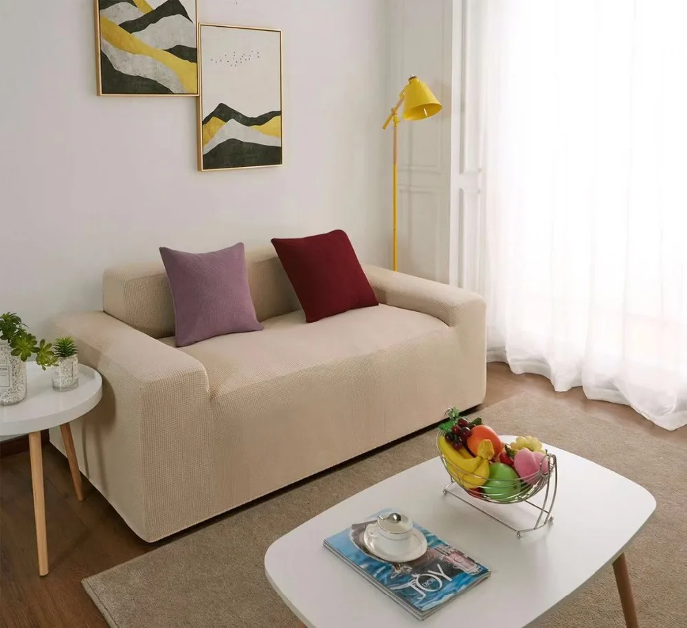 Флисовый чехол для дивана Универсальный Водонепроницаемый Чехол для дивана сплошной цвет эластичный чехол нескользящий полный Чехол для дивана