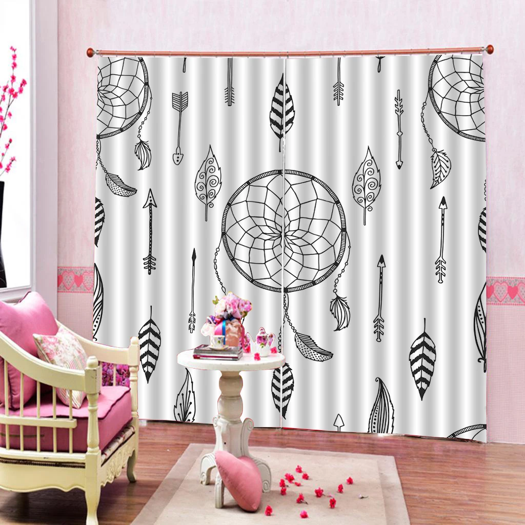 Bohemia style Simple Handmade Leaves Earrings for Children's room Indoor Curtains Blackout drapes custom any size