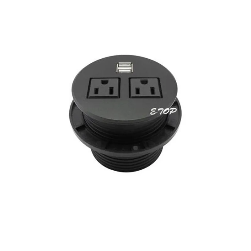 

Pulling Pop Up USB Sockets With 2 Flat Outlets & 2 USB Ports Safe Hidden Worktop for Office, Meeting Room, Home Kitchen Clean