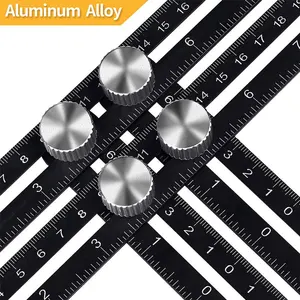 Четырехсторонняя линейка из алюминиевого сплава, измерительный инструмент, шаблон, Угловой Инструмент, механизм слайдов, весы с лазерной гравировкой - изображение