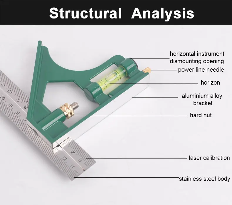 Металлический Комбинации квадратный Нержавеющая сталь линейка и латунь крепежные гайки и болты угловая линейка, измерительный инструмент