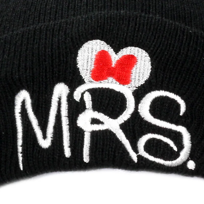 Новинка зимняя детская вязаная шапка с буквенной вышивкой MR/MRS теплые детские