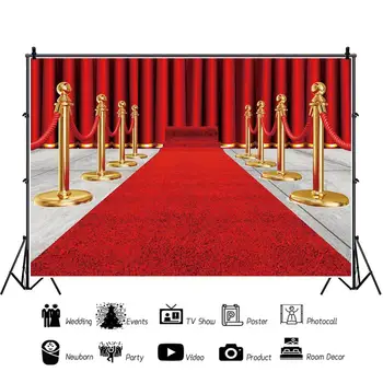 

Laeacco Red Carpet Photographic Backgrounds Anniversary Party Show Decor Customized Portrait Photography Backdrops Photo Studio