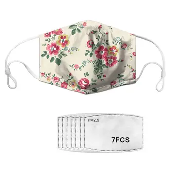 

Flower Printed Anti Dust Mouth Mask Replaceable Filter Pad Reusable Mouth-Muffle Washable Outdoor Cycling Camping Travel