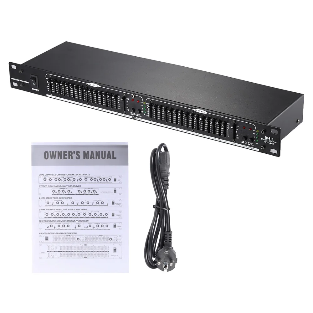 

High Quality EQ-215 Dual Channel 15-Band Equalizer 1U Rack Mount