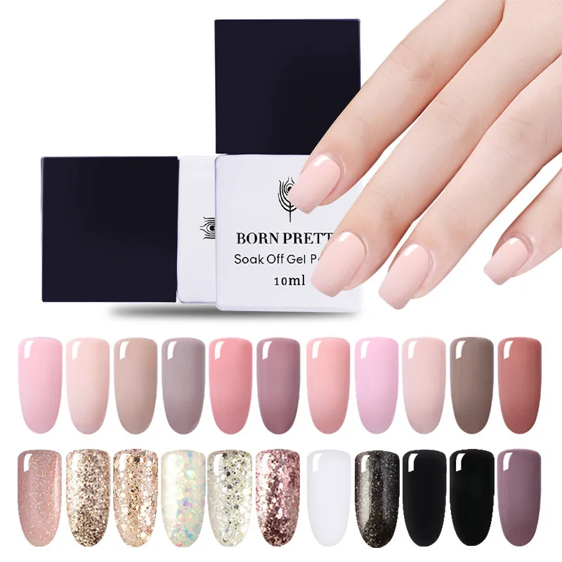 

Born Pretty 6ml/10ml Nail Glue Gel Polish 1 Bottle Series Soak Off Glitter Gel UV Builder Polish Manicure Nail Art UV Gel