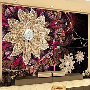 

Custom 3D Mural Wallpaper Luxury Diamond Jewelry Flower Art Wall Painting For Living Room TV Background Wall Papers Home Decor