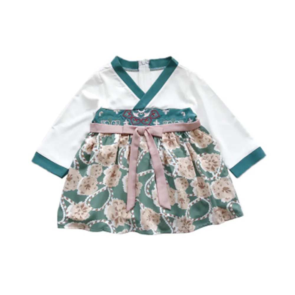 

2019 Girls Autumn Dress Chinese Style Hanfu Baby Girls Long Sleeve Dresses Antique Chiffon Dress Children Performance Clothing