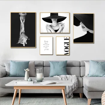 

Modern Vogue Sexy Lips Black White Pop Canvas Posters Nordic Prints Paintings Women Wall Art Pictures For Living Room Home Decor