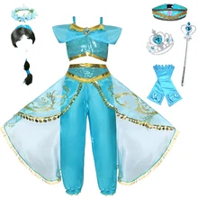 Jasmine/платье для девочек; Карнавальная праздничная одежда; Детский костюм принцессы; детская одежда на Рождество и День рождения; коллекция года; летняя одежда; наряд