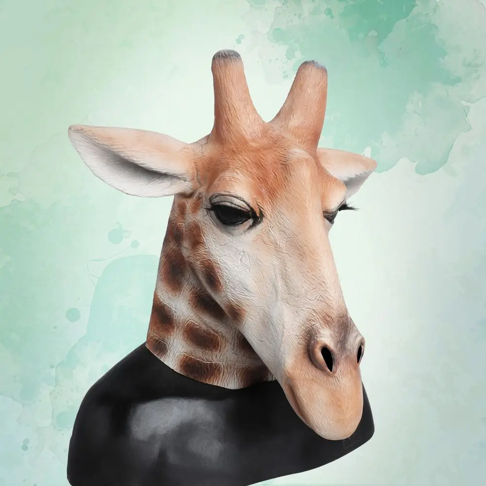 Реалистичная маска жирафа в виде животного, маски для всего лица, милые животные, маскарадный бальный костюм для вечеринки, костюм на Хэллоуин, косплей, реквизит