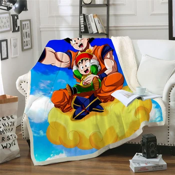 

Dragon Ball Super Plush Throw Blanket 3D Velvet Printed Travel Couch Sherpa Blanket King Size Bedspread For Kids Quilt Cover