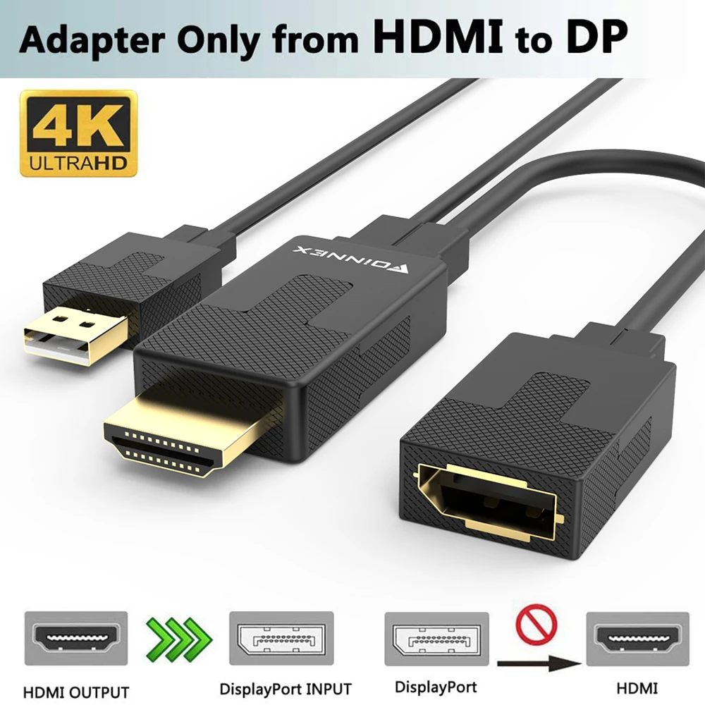 FOINNEX adaptador HDMI macho a DP hembra, convertidor 4K @ 60Hz PC para  monitorear HDMI a DisplayPort, Dongle de salida con Audio| | - AliExpress