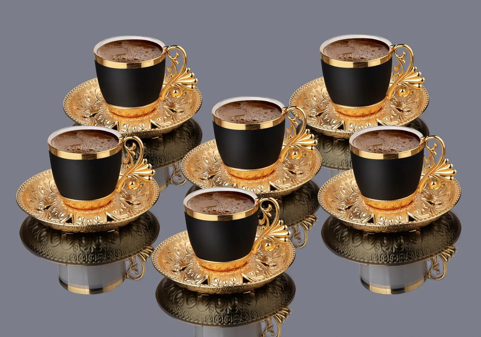 US $84.13 Turkish Golden Coffee Cups And Saucers Serving Set Ceramic Coffee Mugs Best For Home Decor Demistasse Porcelain Coffee Set