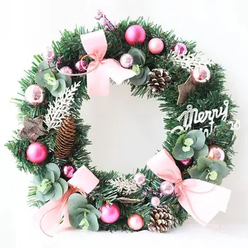 

Merry Christmas Decoration Wreath 40cm Christmas Wreath Door Hanging Christmas Gifts Christmas Pine Cone PVC Christmas Wreath