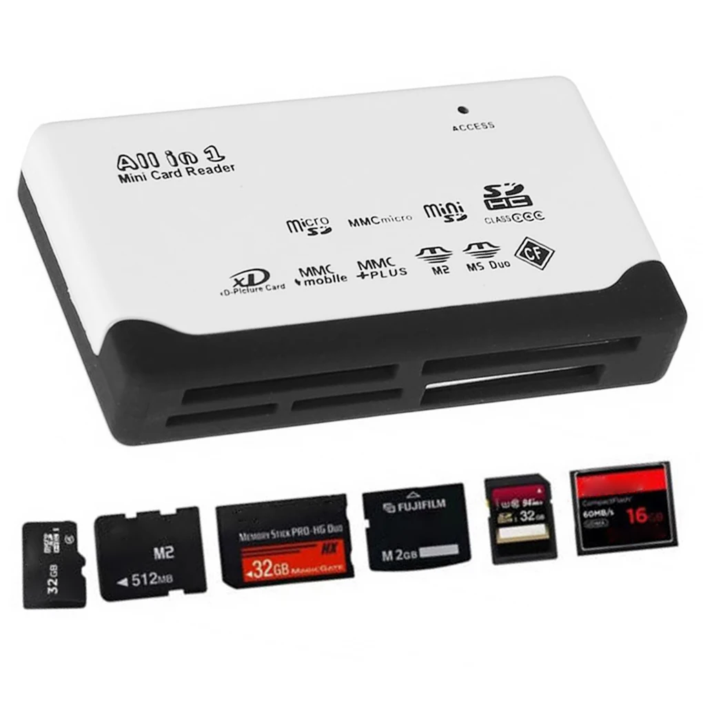 Card Reader USB 2.0 TF Memory Card Reader Fast Data Transmission All In One Card Reader Support TF CF SD Mini SD MS XD hot