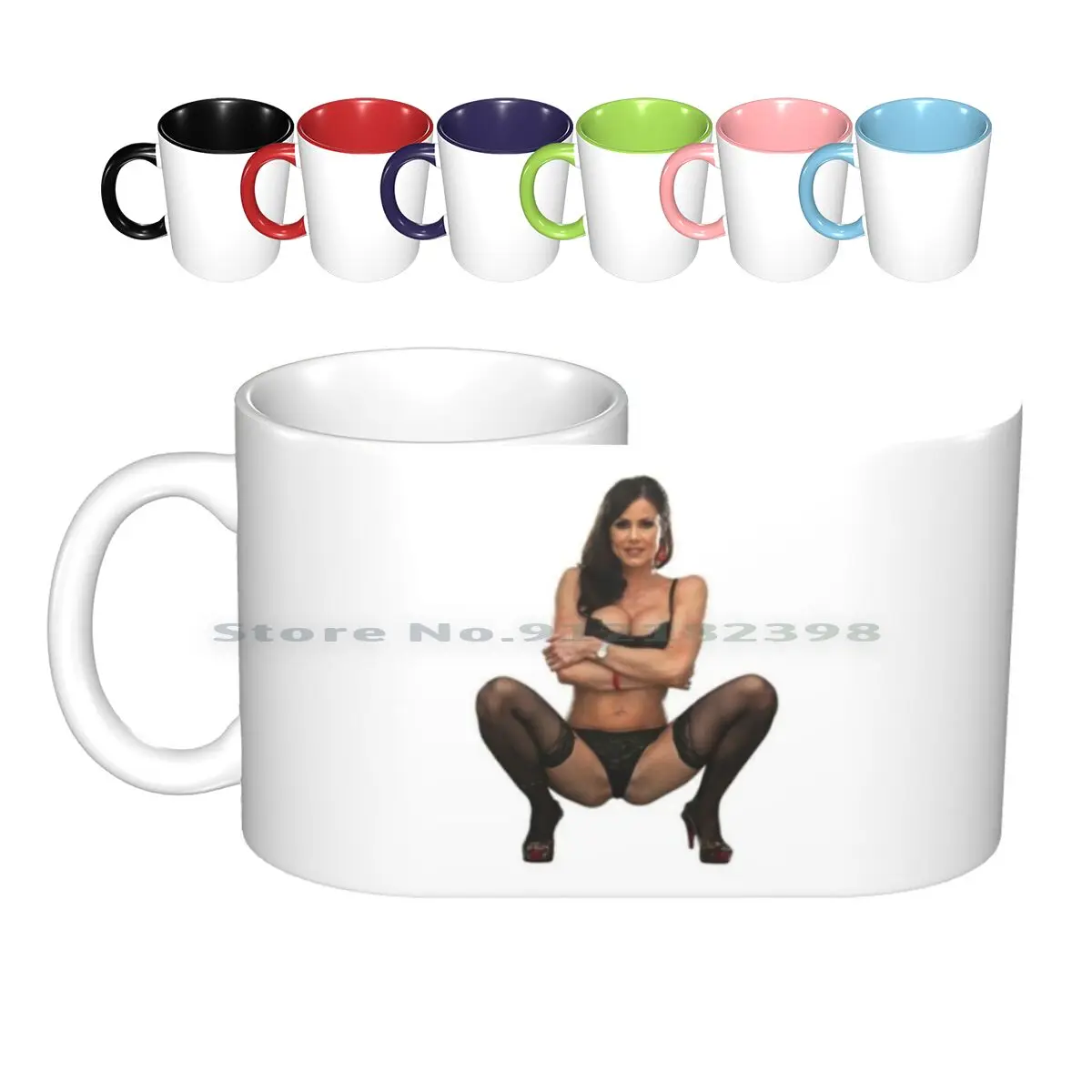 Kendra Lust Big Boobs Milf In Black Lingerie Ceramic Mugs Coffee Cups Milk Tea Mug | Дом и сад