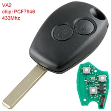 

433Mhz 2 Buttons Car Remote Key with PCF7946 Chip and VA2 Blade Fit for Renault /Clio/Scenic/Kangoo/Megane