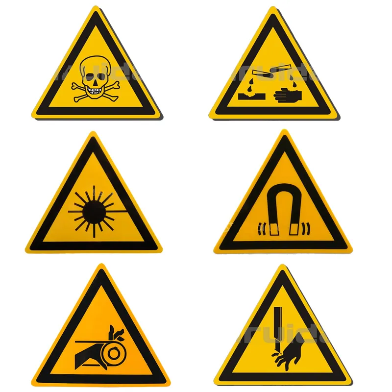 6 x Caution Stickers-Health and Safety Warning External Signs-Triangle Logo 