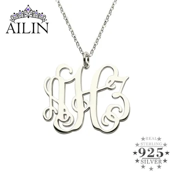 

AILIN Custom-made Necklace 925 Sterling Silver Name Necklace 3 letters Monogram Initial Women Jewelry For Festival Gift