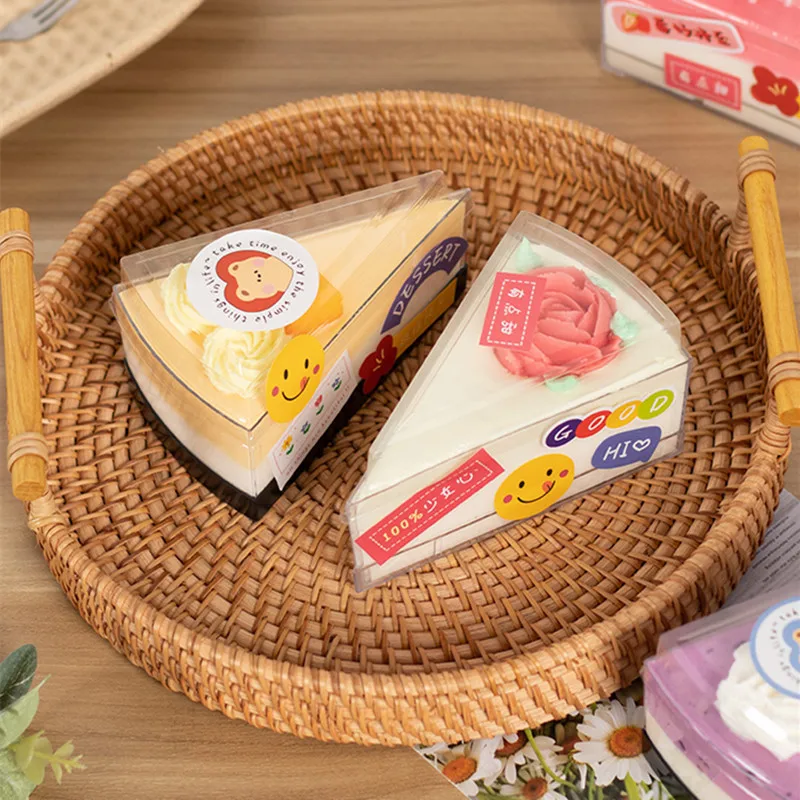 

10pcs Triangle Mousse Cake Cup Tiramisu Fruit Sawdust Yogurt Pudding Dessert Disposable Cup West Point Packaging Box with Handle