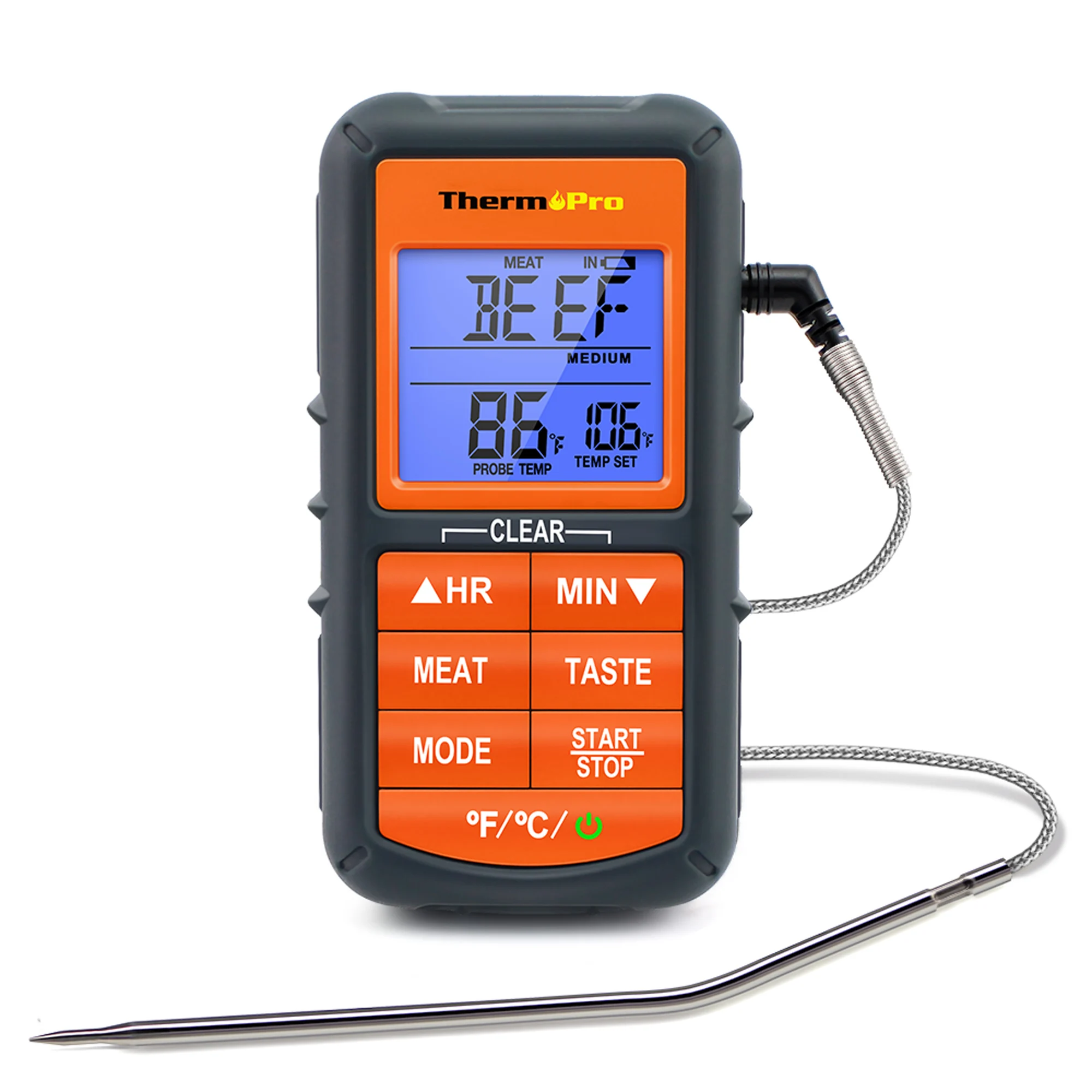 ThermoPro – sonde numérique TP06B, thermomètre de cuisine, pour viande,  bonbons, fumoir, BBQ, avec minuterie