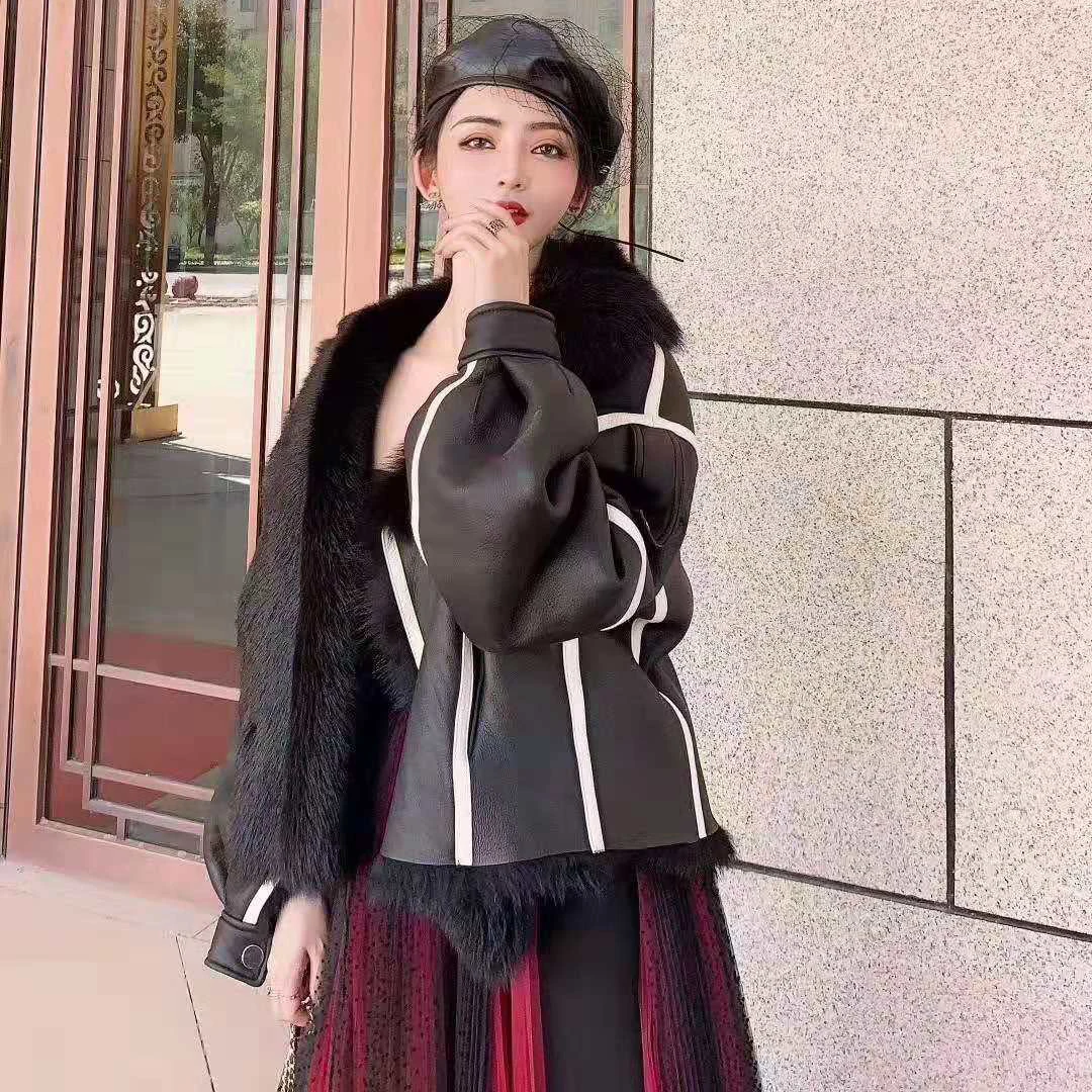Парка с натуральным мехом размера плюс натуральный овечий мех manteau femme hiver зимнее пальто Женская куртка из натуральной кожи бренд harajuku