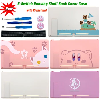 

For Nintendo Switch NS Console Replacement Housing Shell Animal Crossing Back Cover Case Faceplate Rear Cover with kickstand