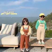 Новые комбинезоны для мальчиков и девочек, весенние модные детские длинные штаны, От 1 до 6 лет, PO190