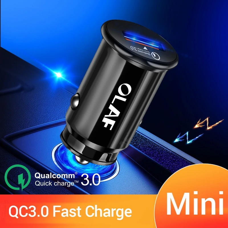 OLAF QC 3,0 мини USB Автомобильное зарядное устройство для iPhone samsung Xiaomi huawei 5V 3A Быстрая зарядка 3,0 Автомобильное зарядное устройство адаптер