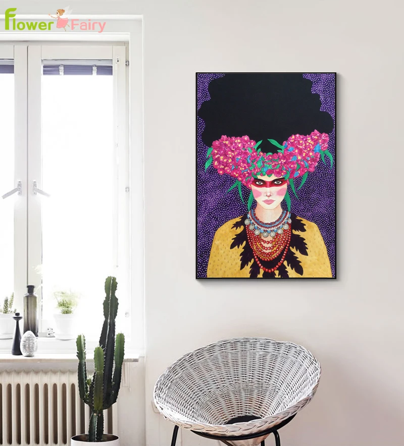Абстрактная девушка волосы стены искусства холст живопись Птицы Цветы Северный плакат лист настенные картины для гостиной домашний Декор без рамы