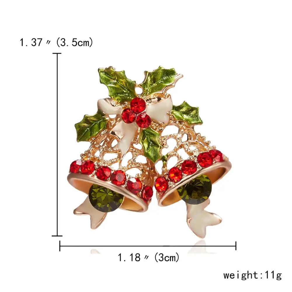 Rinhoo модные рождественские булавки, подарки, рождественские колокольчики, венок, снежинка, звезда, хрустальные броши для женщин, цветная Новогодняя брошь - Окраска металла: 10