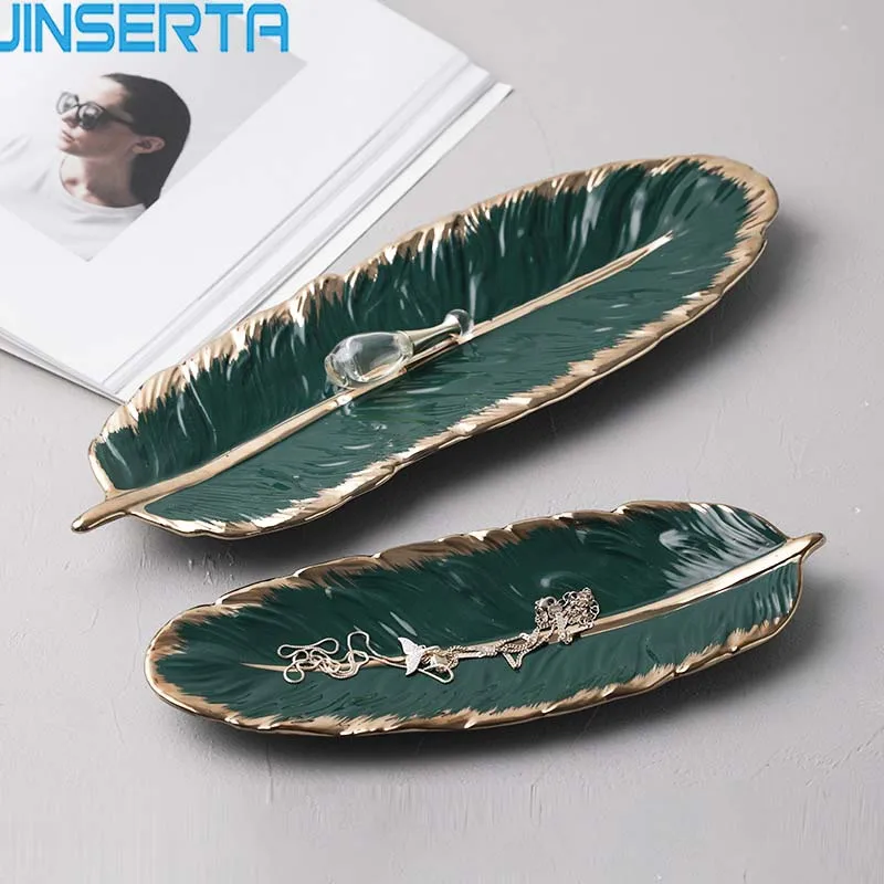 

JINSERTA Ceramics Storage Tray Jewelry Display Plate Dessert Fruit Cake Snack Plate Desktop Decorations Cosmetics Storage