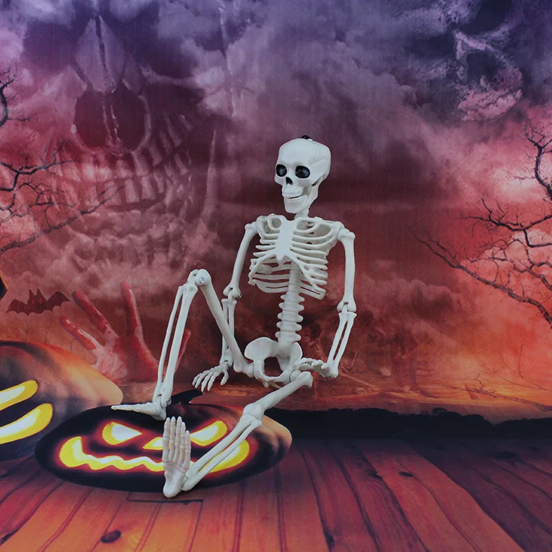 В виде скелета на Хэллоуин модель пластиковый человеческий скелет декоративный подвесные аксессуары скелет-стоящее подвижное соединение