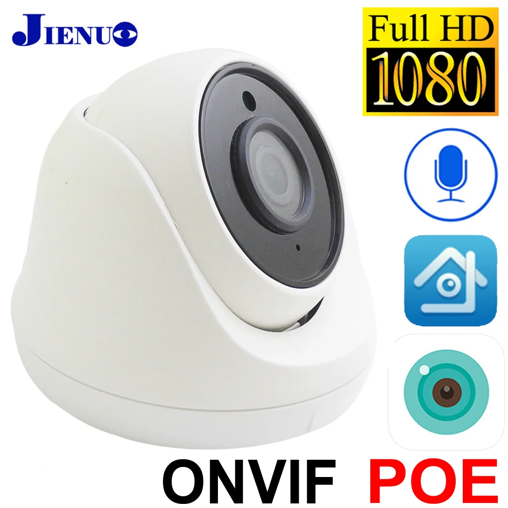 

JIENUO POE IP Camera 1080P HD Cctv Security Surveillance Built-in Microphone Night Vision Infrared Video H.265 AI Dome Home Cam