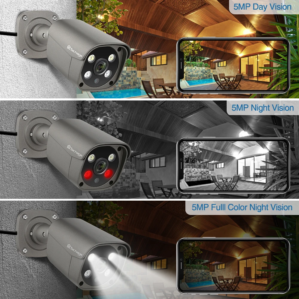 Techage Security Camera System 8CH 5MP HD POE NVR Kit CCTV Two Way Audio AI Face Detect Outdoor Video Surveillance IP Camera Set