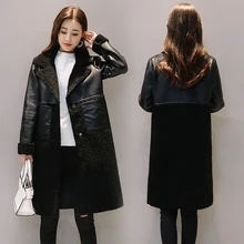 MUMUZI пальто из искусственного меха для женщин зима теплый мех ягненка парка длинный стиль стрижка Овцы меховая верхняя одежда черные кожаные пальто