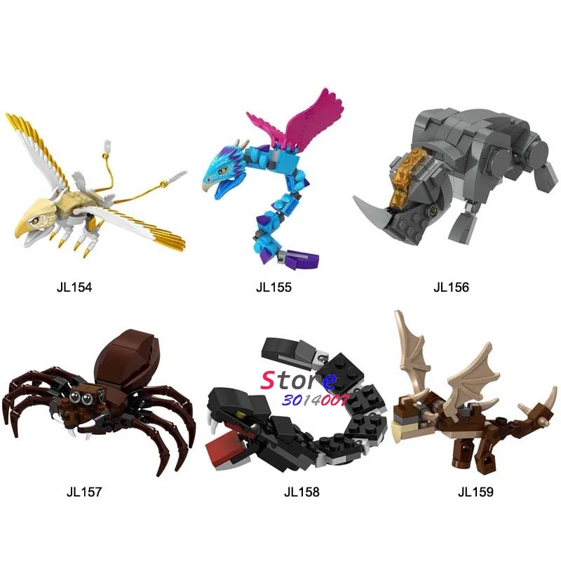 

Single Building Blocks Movie Aragog ThunderBirds Occamy Erumpent Basilisk Hungarian Horntail toys for children Harry
