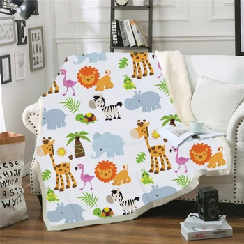 

Soft Fluffy Blankets Cartoon Cute Animal Square Coral Fleece Fabric Sofa Cover Plush Throw Blanket Bedding Sheet for Couch Home