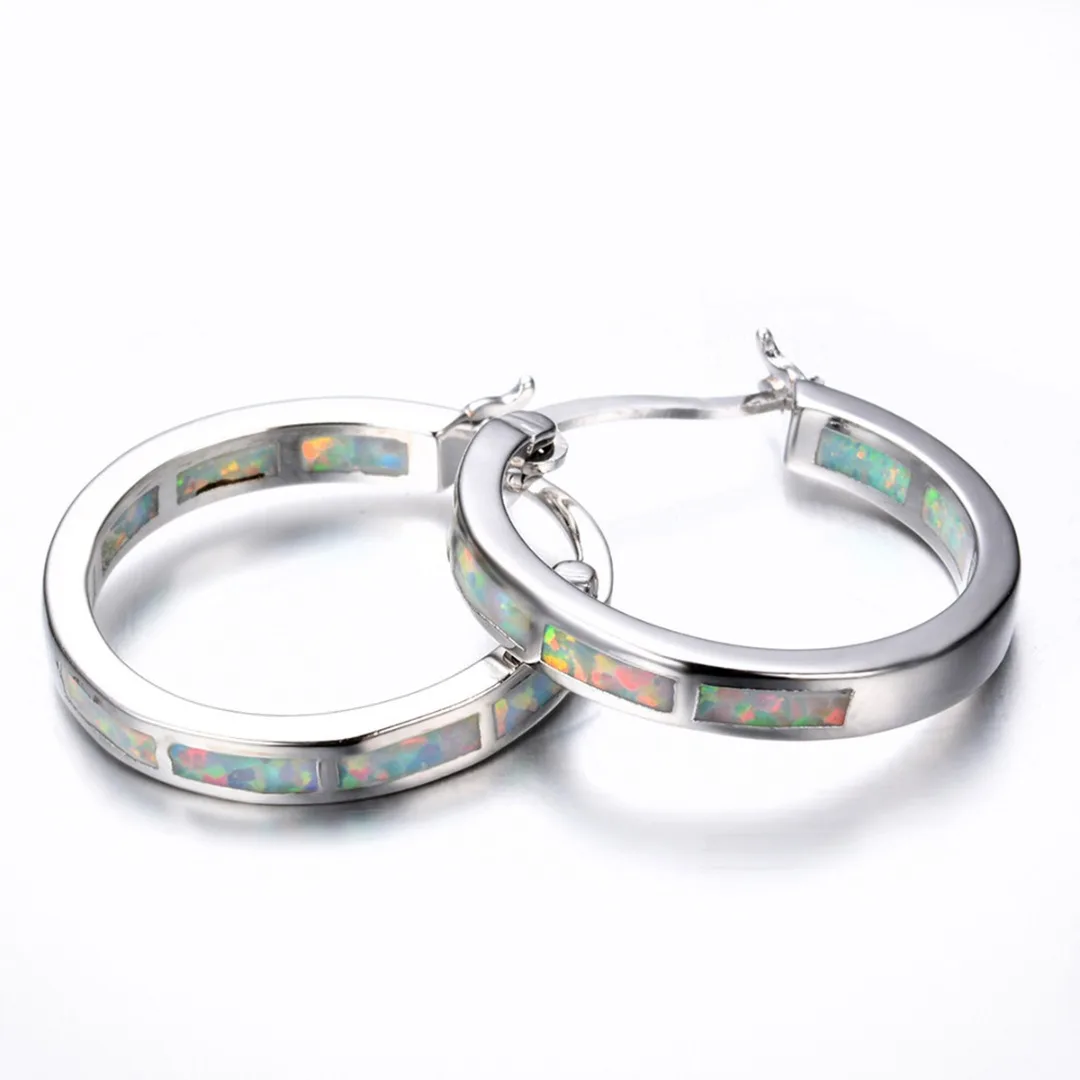 Statement Large Circle Opal Earring For Women Shellhard Crystal Stone Big Round Ear Loop Hoop Earring Geometric Jewelry brincos