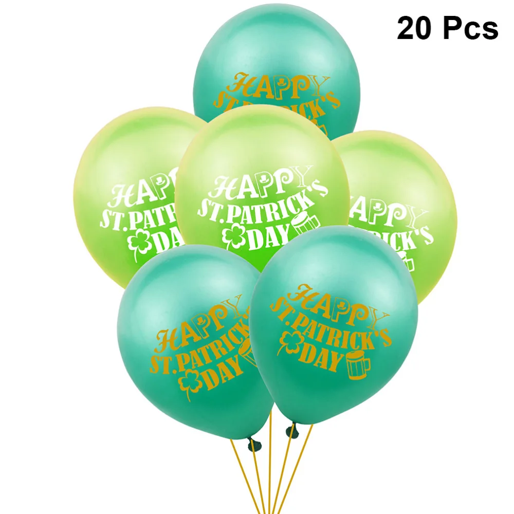 20pcs 12 Inches Irish Carnival Clover Printing Balloons Shamrock Latex Balloon Background Ornaments Party Supplies Photo Props f | Игрушки и