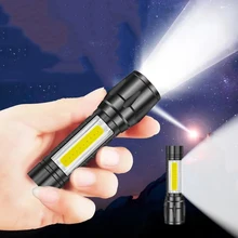 

T6 COB LED Flashlight Portable Zoomable Waterproof Tactical USB Rechargeable Camping Lantern Focus Torch Light Lamp Night Lights