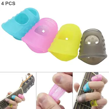 

4pcs/lot Silicone Guitar Pick Fingertip Cover Pressed String Finger Protector Guitar Picks Hot