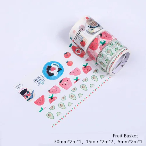 Fruit Basket 4 шт./лот Kawaii набор декоративного скотча Васи осеннее растение маскирующая лента для планировщика Bullet Journal DIY наклейки Скрапбукинг Канцелярские наклейки - Цвет: Fruit Basket